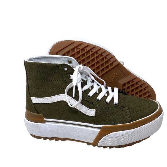 VANS Sk8-Hi Tapered Platform Canvas Dark Olive Shoes Skate Women's VN0005U2DOL - Picture 7 of 9